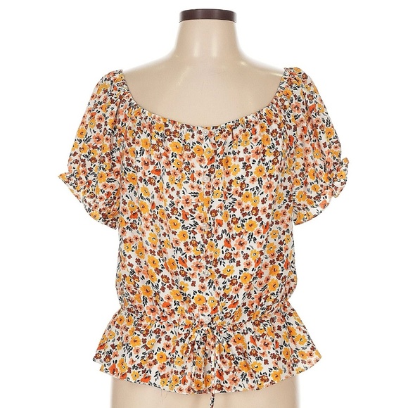 The General Good Tops - Microfloral micro floral autumn fall short sleeve blouse